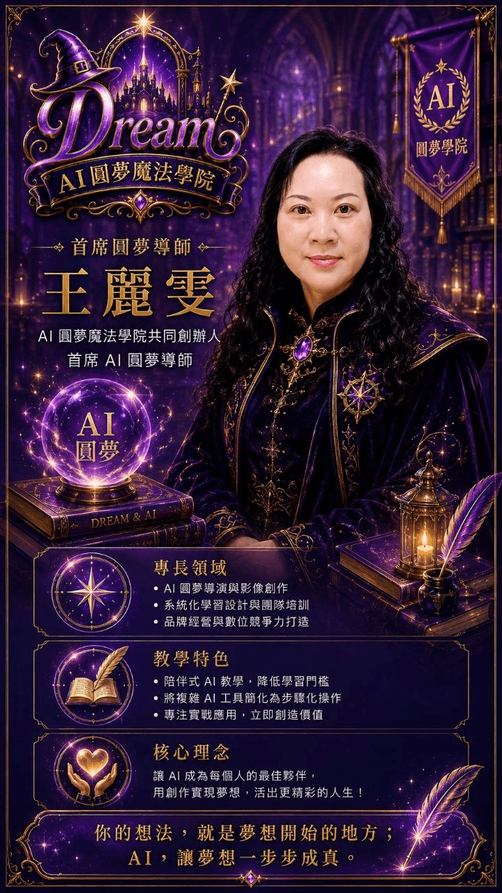 Beauty 王麗雯，AI 圓夢魔法學院共同創辦人與首席魔法導師介紹