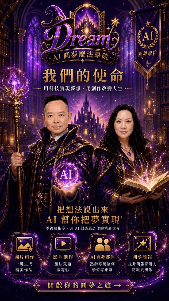 AI 圓夢魔法學院雙創辦人與我們的使命